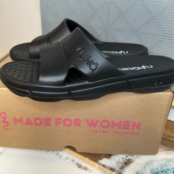 Ryka Shoes - Ryka Black Slide Sandals Comfort Design